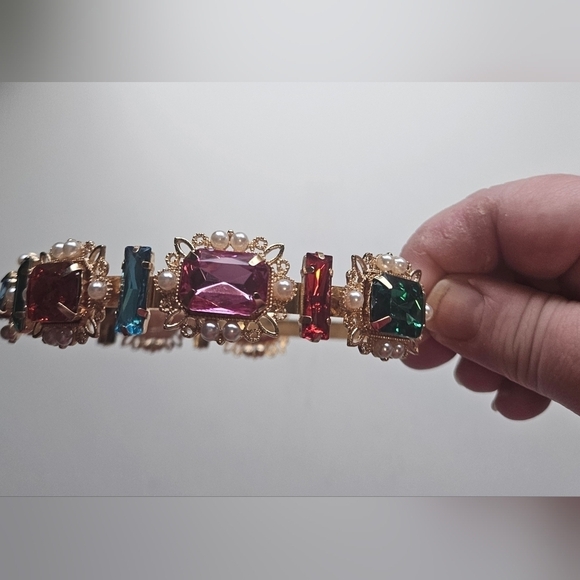 Unbranded Large Gemstones Gold Tone Adult Headband - Picture 3 of 3